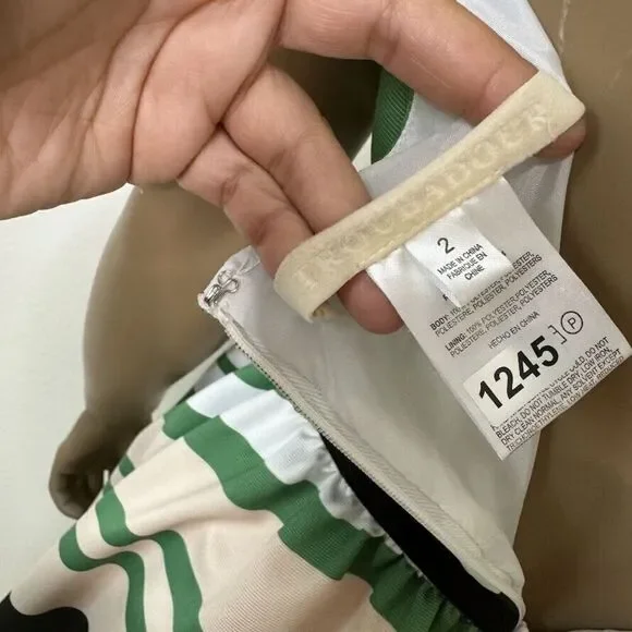 Anthropologie Troubadour Dress Sz 2 Green Stripe Candymint Halter Asymmetric Mid - Picture 8 of 11